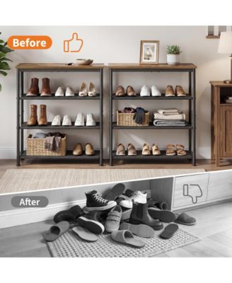 Slim Shoe Rack with Metal Frame and Fabric Shelves, Adjustable Shoe Storage Organizer for Entryway, Bedroom, Closet and Living Room