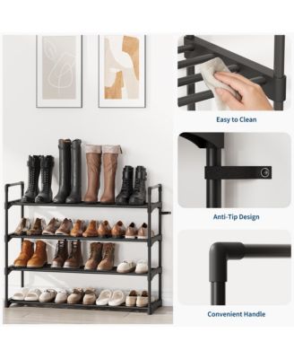 Slim Shoe Rack with Metal Frame and Fabric Shelves, Adjustable Shoe Storage Organizer for Entryway, Bedroom, Closet and Living Room