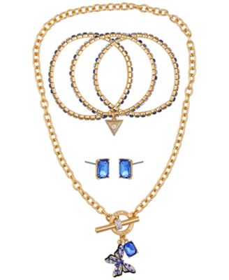 3-Pc. Rose Gold-Tone Necklace, Bracelet and Stud Earrings Set