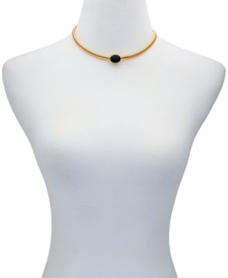 Black Cat Eye Gold-Tone Collar Necklace