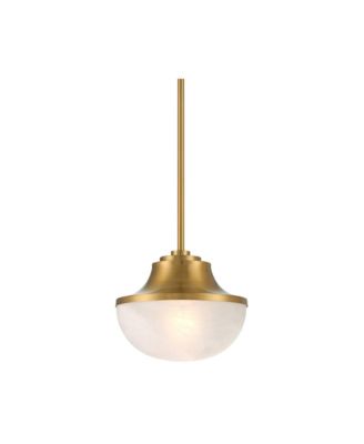 Zachary Warm Gold Mini Pendant Light  Wide Modern White Glass Fixture for Dining Room House Kitchen Island