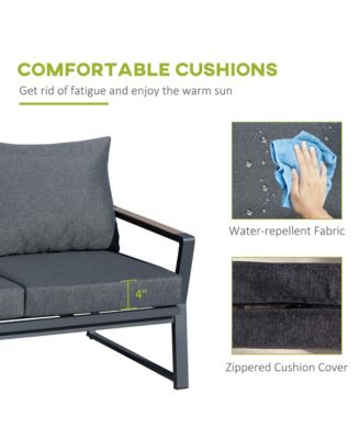 4 PC Patio Furniture Set w/ Table and Cushion, Dark