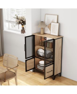 Metal Storage Cabinet with 4 Doors and Shelf