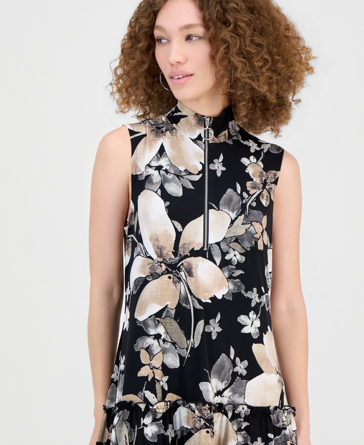 Robbie Bee Women's Front-Zip Sleeveless A-Line Dress