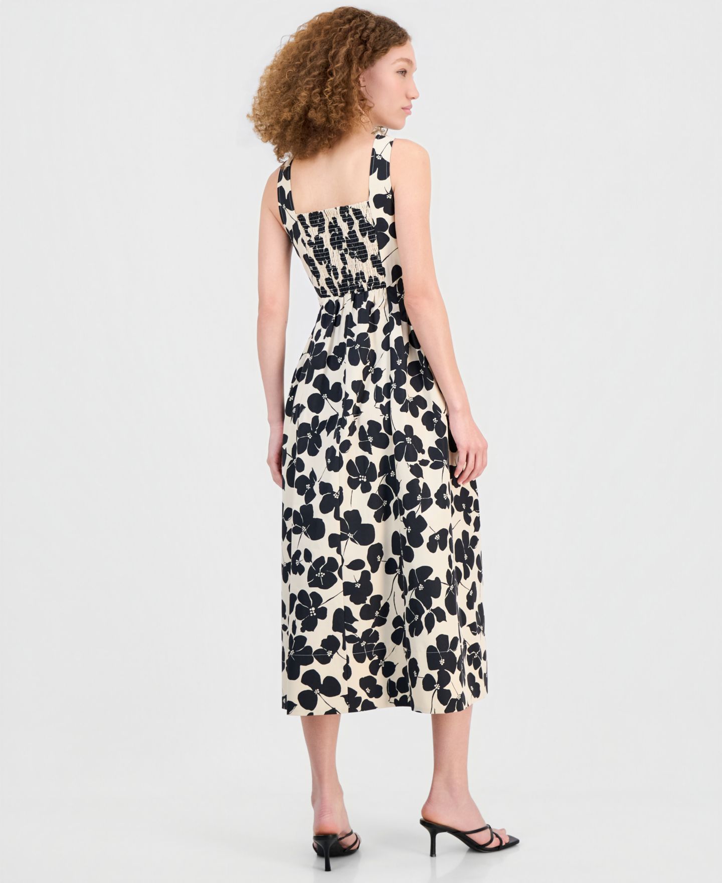 Женское платье Robbie Bee Square-Neck Sleeveless Midi, цвет: Кремовый чёрный — фото 5