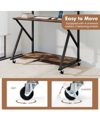 Rolling Computer Desk with Charging Station