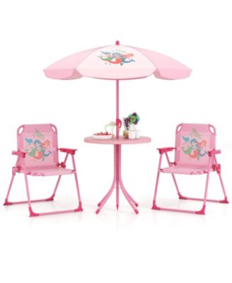 Kids 4-Piece Folding Picnic Table Set with Adjustable Umbrella