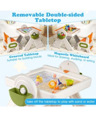 6-in-1 Kids Activity Table and Chair Set with Folding Art Easel