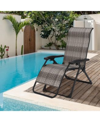 Portable Rattan Chaise Lounge, 330lb Capacity, Outdoor Adjustable Folding Chair with Widened Armrest and Heavy Duty Wicker for Patio