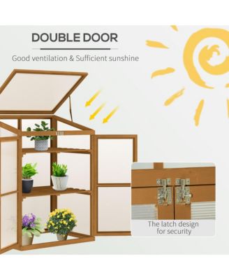 Fir Wood Garden Planter house w/ Panels, Shelves,