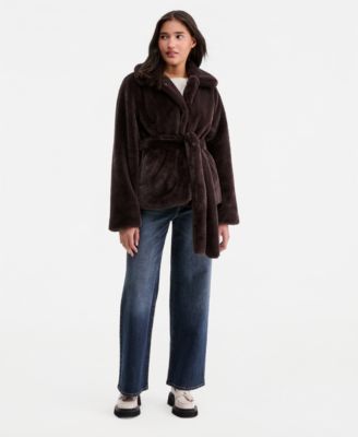 Women's Faux-Fur Belted Lined Coat