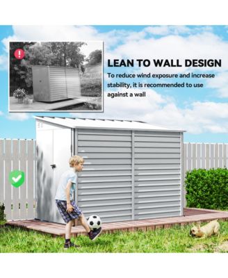 4.6' x 9' Metal Outdoor Storage Shed with Lockable Doors