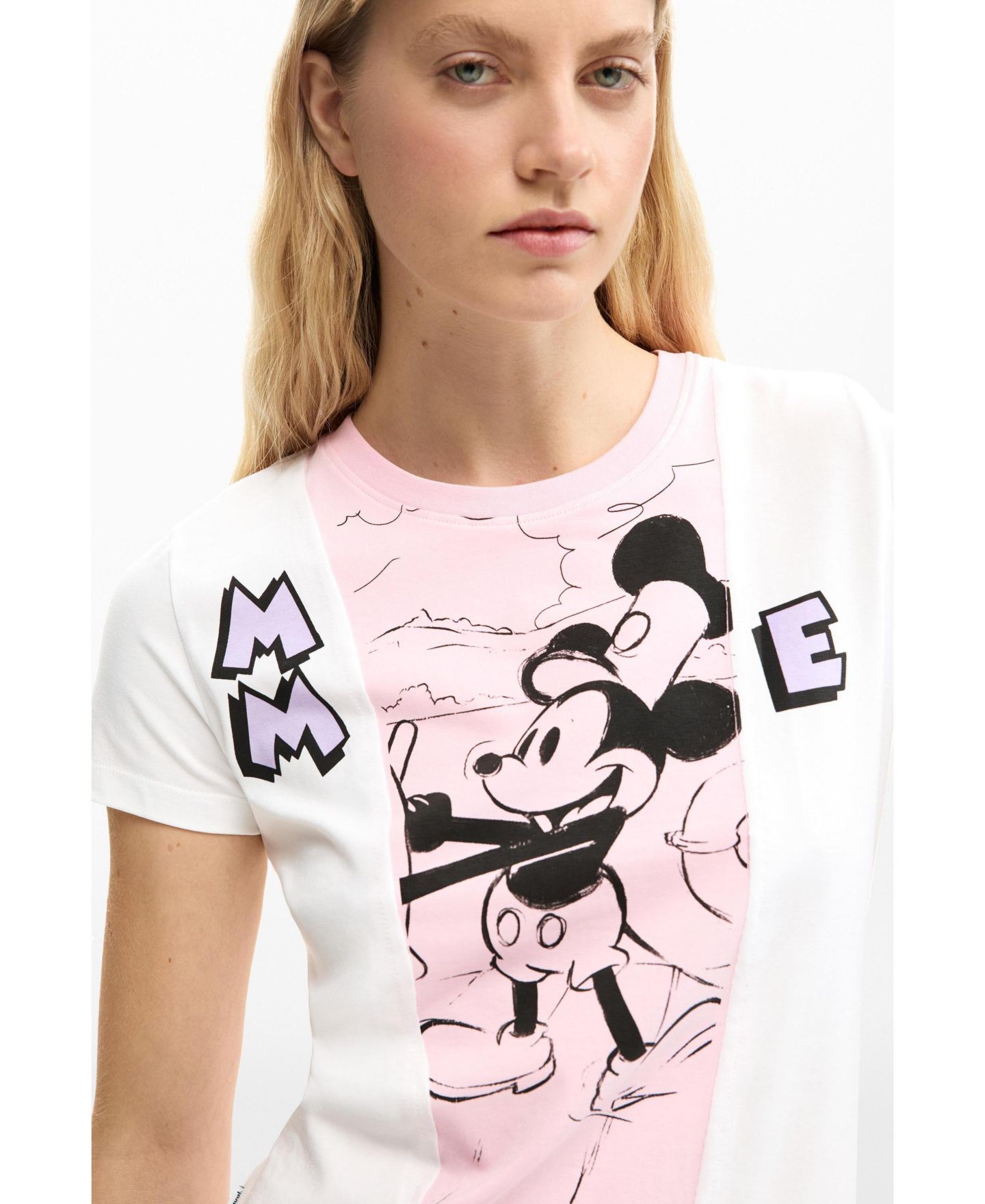 Женская футболка Desigual Two-tone Mickey Mouse, цвет: Белый — фото 3