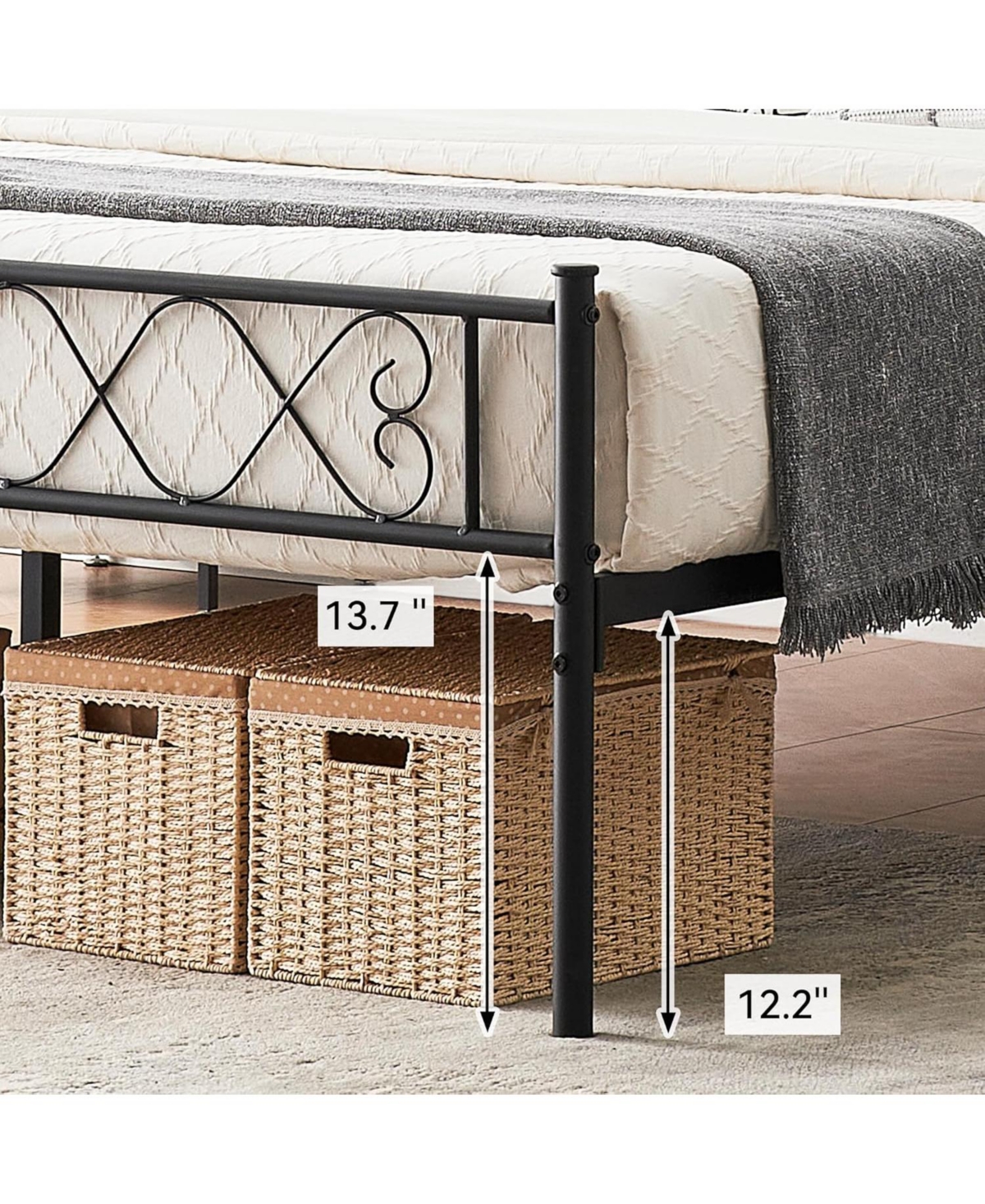 gaomon Metal Bed Frame with Heart Headboard and Footboard, Platform Design with Underbed Storage