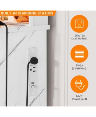 Makeup Vanity with 3-Mode LED Mirror and Charging Outlets, Large Desk with 7 Drawers and Cabinet, Dressing Table and Stool Set for Bedroom