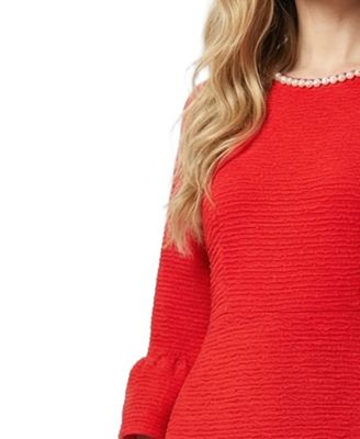 Women's 3/4 Sleeve Mother of Pearl Detail Dress