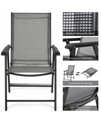Set of 6 Outdoor Patio Folding Chairs Camping Deck Garden Pool Beach W/Armrest