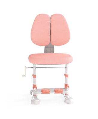 Kids Study Chair with Double Backrest, Adjustable Height and Footrest