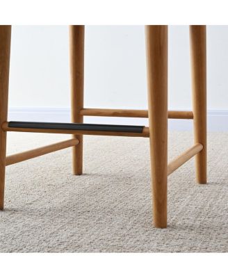 Armless Upholstered Counter Height Stools Set of 3, Linen, Wood Legs