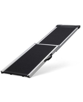 Foldable Aluminum Dog Car Step Ramp with PVC Handle, Non-Slip Foot Mats for Most Sized Dogs, Pet Ladder