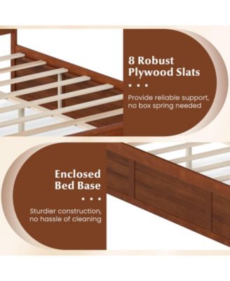 Full Size Bed Frame w/Storage Drawers Headboard Wooden Slat Support