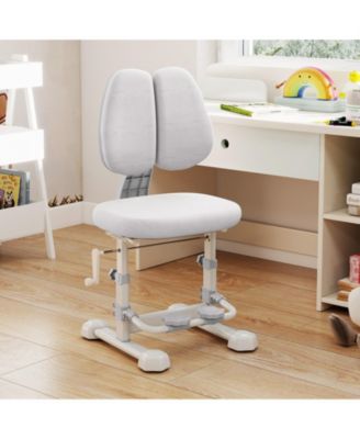 Kids Study Chair with Double Backrest, Adjustable Height and Footrest