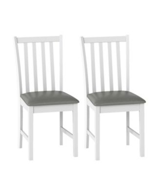 Wooden Dining Chairs Set of 2 with PVC Leather Cushion and Hollowed Backrest
