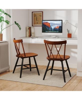 Farmhouse Kitchen Dining Chairs Set of 2 with Rubber Wood Frame