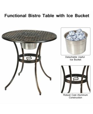 3PCS Outdoor Cast Aluminum Bistro Set with Removable Ice Bucket & Adjustable Feet