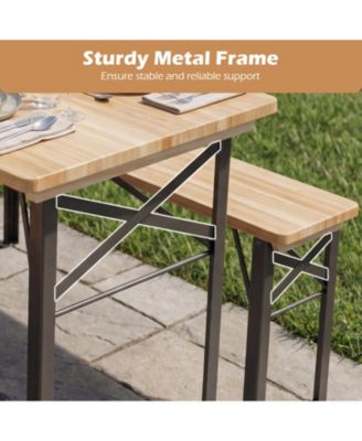 3-Piece Folding Picnic Table and Bench Set, Fir Wood Portable Outdoor Dining