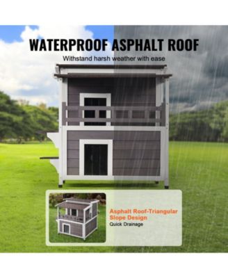 Outdoor Cat House 2-Story 30x30x32 in Weatherproof Wood