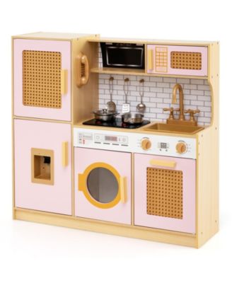 Kids Kitchen Playset Wooden Toy with Lights Sounds Interactive