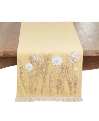 Embroidered Floral Table Runner, 16" x 72"
