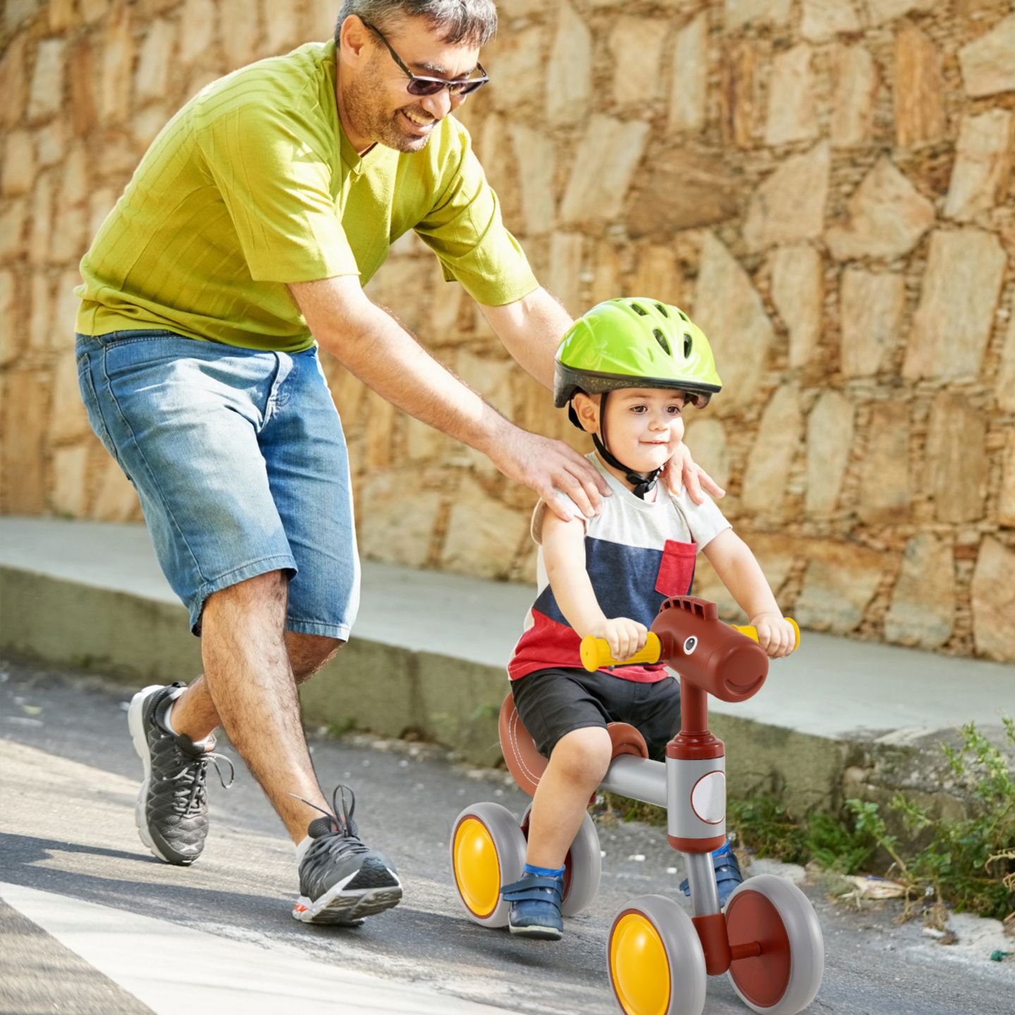 Детская игрушка Slickblue Baby No-Pedal 4-Wheel Balance Bike, Ages 18-36 Months, цвет: Коричневый — фото 2
