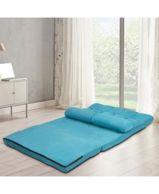6-Position Foldable Floor Sofa Bed with Detachable Suede Cover