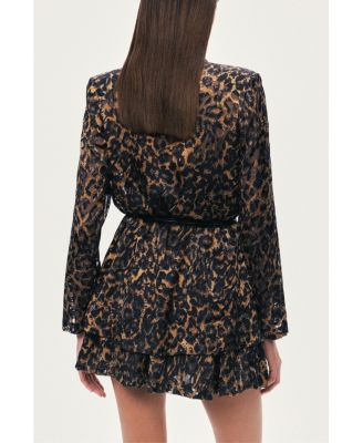 Women's Printed Leopard Belted Jacket