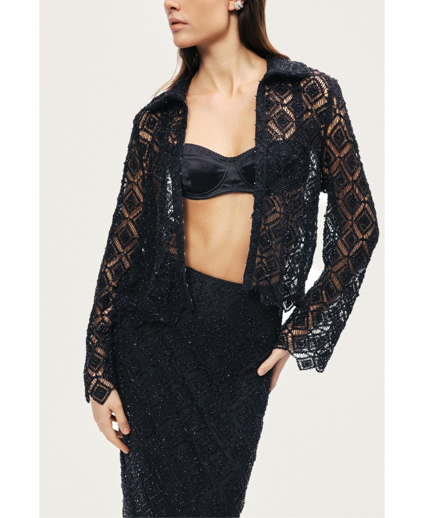Женская куртка NOCTURNE Lace Sheer, цвет: Чёрный — фото 5