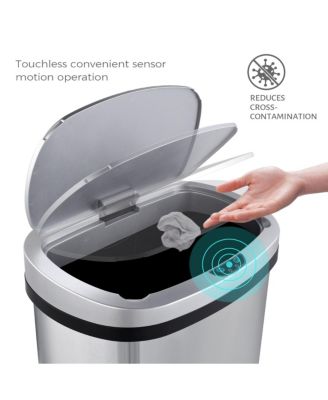 13 Gal./50 Liter Stainless Steel Oval Motion Sensor Trash Can for Kitchen
