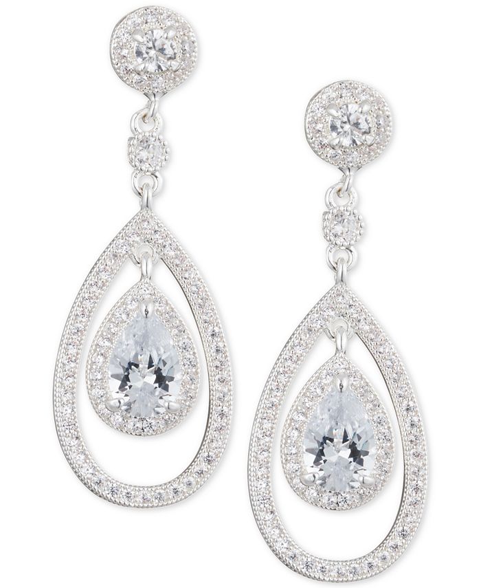 Anne Klein Crystal and Pavé Orbital Drop Earrings - Macy's