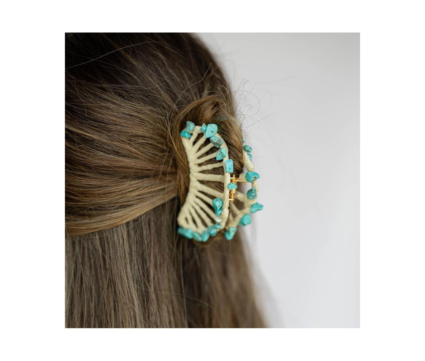 Женская заколка Headbands of Hope Raffia Seashell Hair Claw Clip - Teal — фото 2