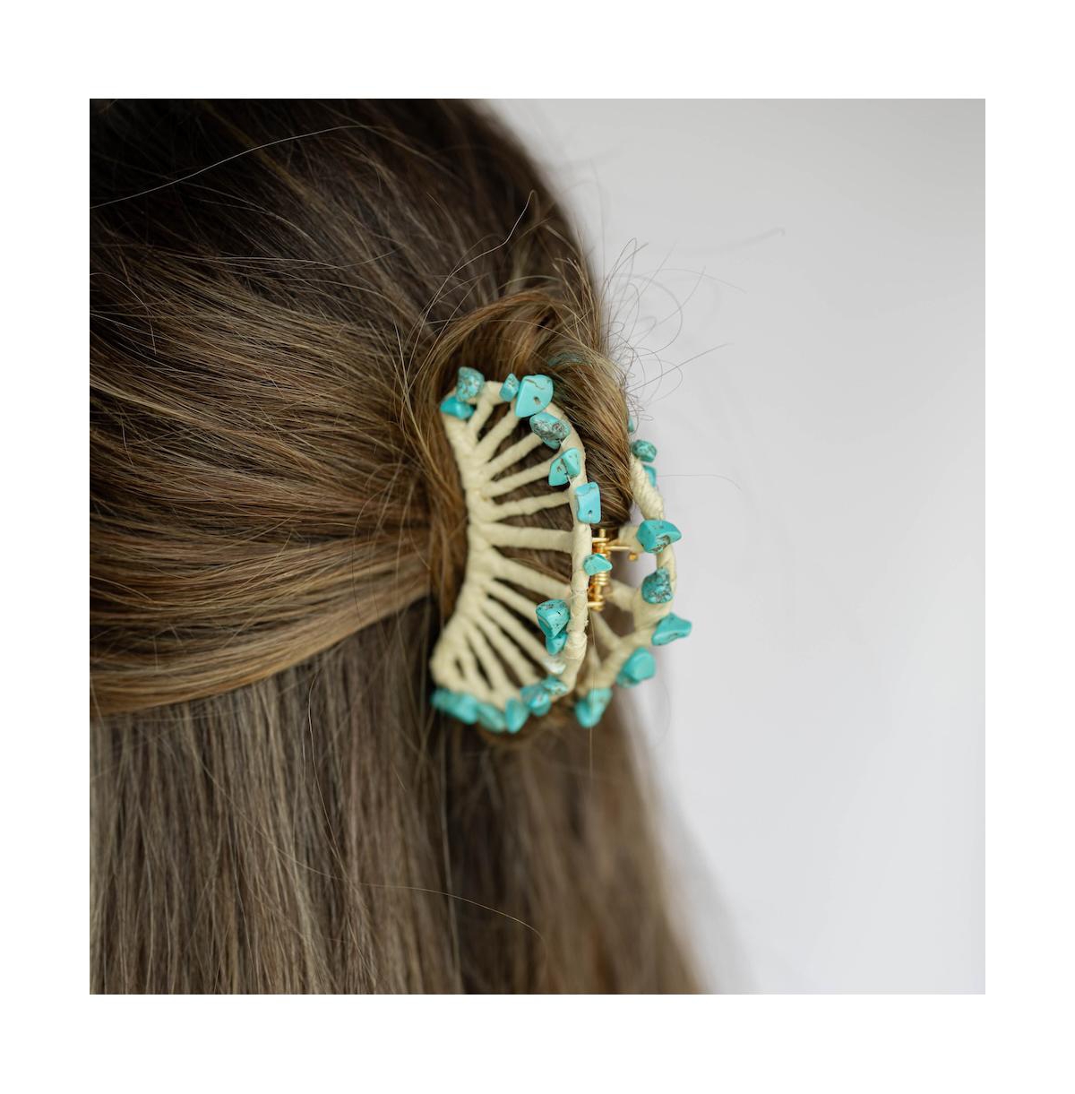 Headbands of Hope Women's Raffia Seashell Hair Claw Clip - Teal