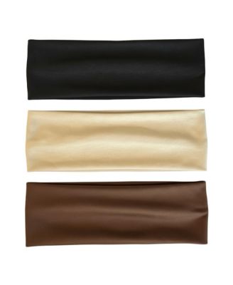 Women's Wide Headwrap Set of 3 - Black + Brown + Beige