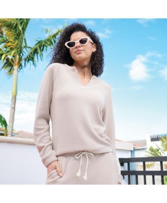 Women's Ripple Knit Long Sleeve Pullover Top