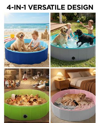 Foldable Dog Pool Collapsible Non Slip Durable Pet Bath Tub Indoor Outdoor Kiddie Pool Multifunctional Quick Draining
