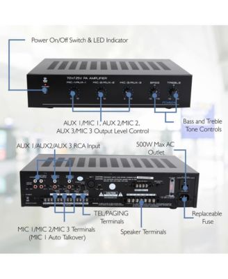 100W Bluetooth Power Amplifier with On/Off Switch and LED Indicator PCM60A - 25V/70V Output