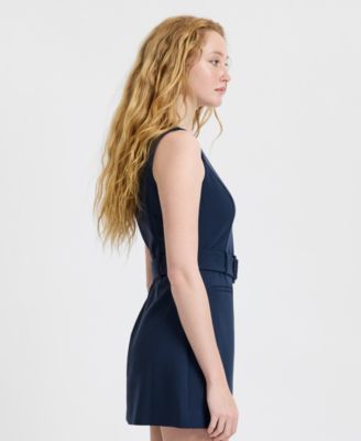 Women's Azra Twill Belted Back Zipper Mini Dress