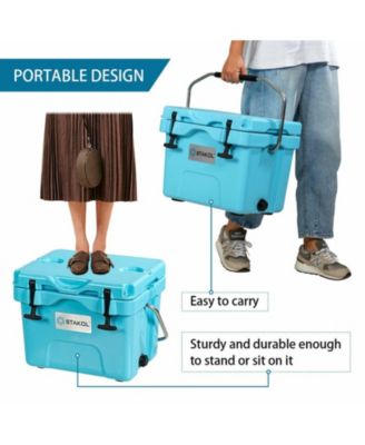 16-Quart Portable Insulated Hard Cooler with 4-Day Ice Retention and 2 Cup Holders