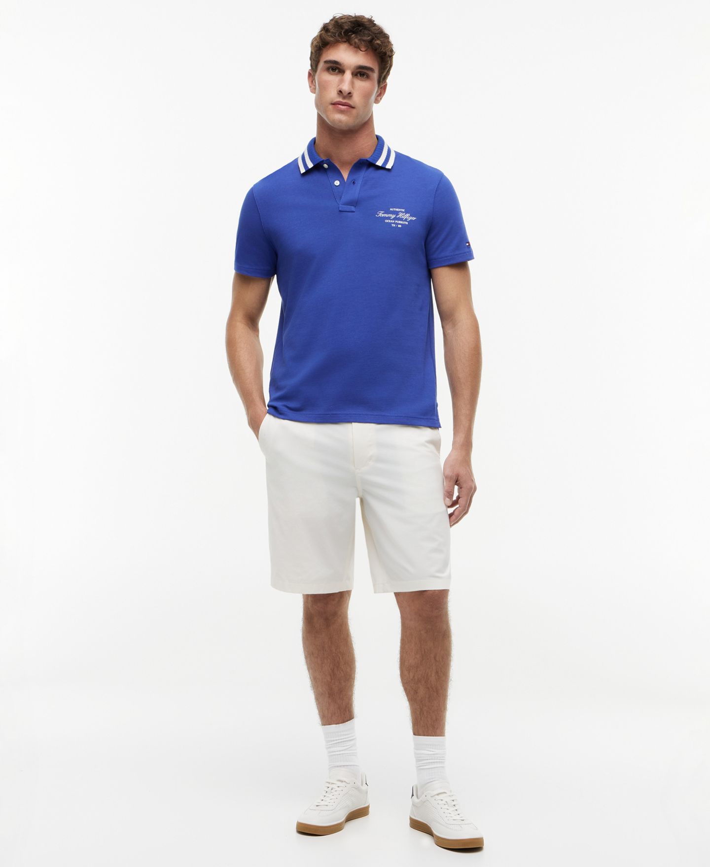 Мужское поло Tommy Hilfiger Left Chest Logo Polo Shirt, цвет: Синий — фото 2