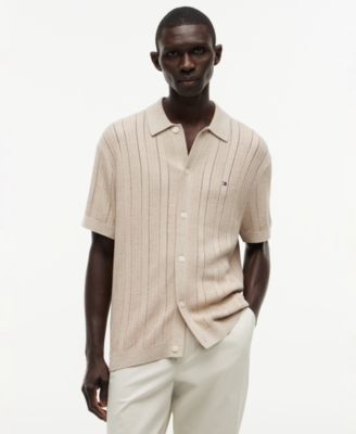 Men's Pointelle Structure Short-Sleeve Polo Shirt