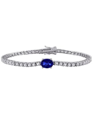 Lab Created Blue Sapphire (1-1/2 ct. t.w.) & Lab Created White Sapphire (5-1/5 ct. t.w.) Bracelet in Sterling Silver